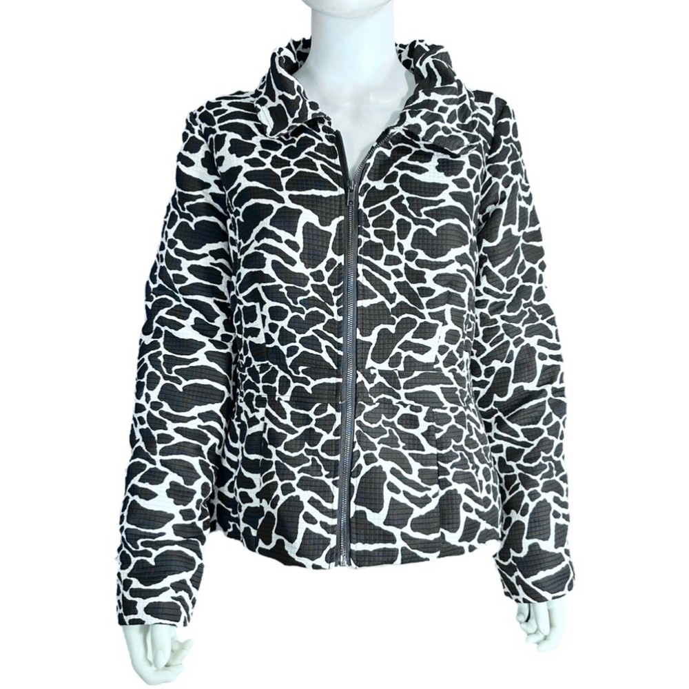 Zoe D Zip Up Jacket Black White Large